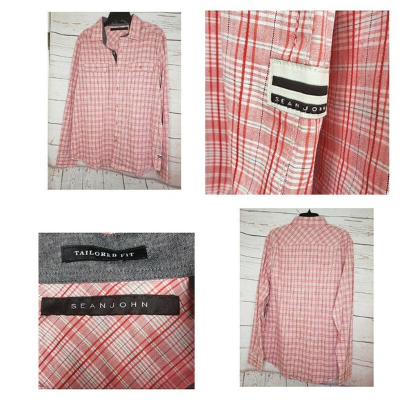 Tailored Fit Sean Jean Fiery Red SW130435 Cotton Men Extra Large Shirt - Picture 1 of 12